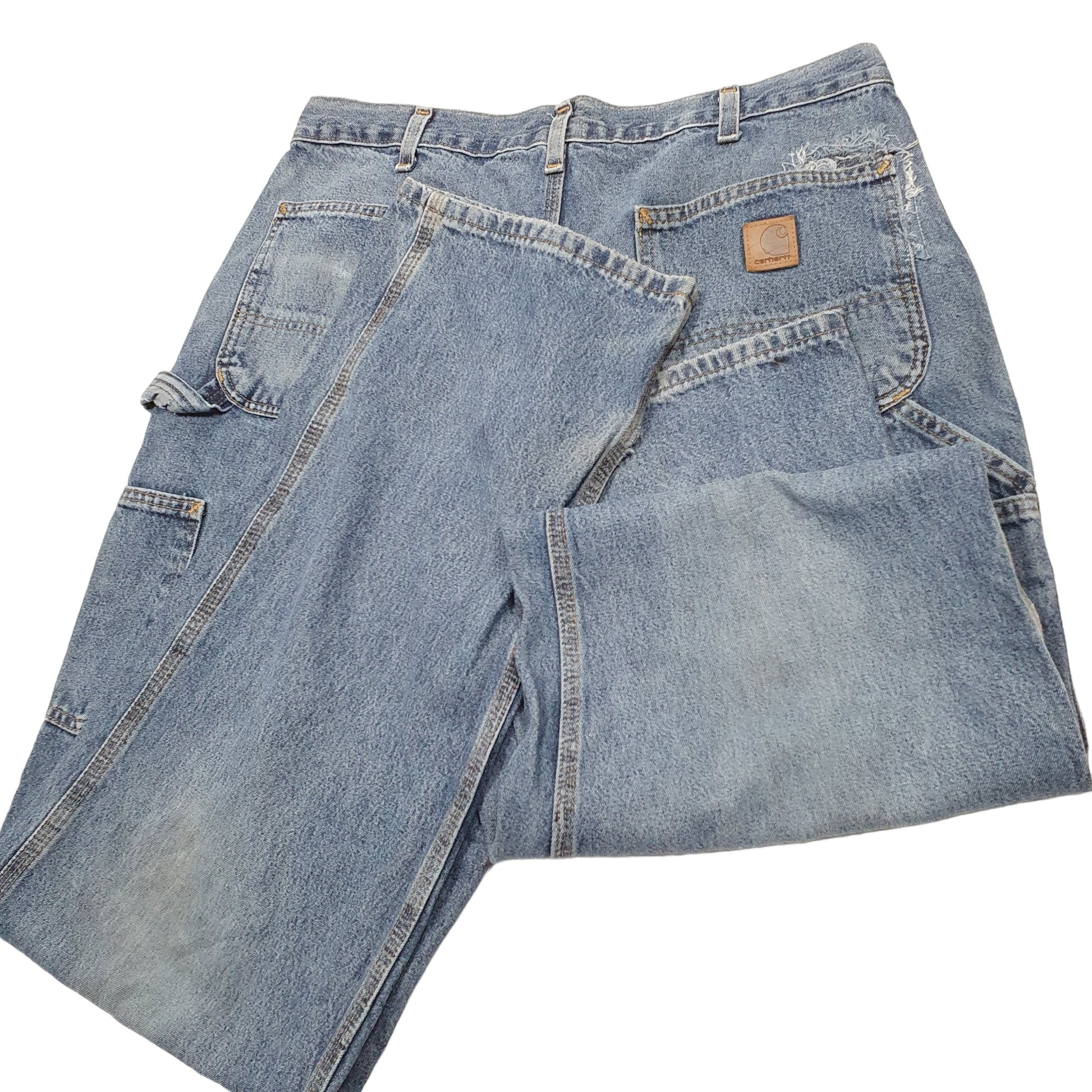 Mens Blue Carhartt Carpenter Dungaree Fit B13 JeansW36 L36