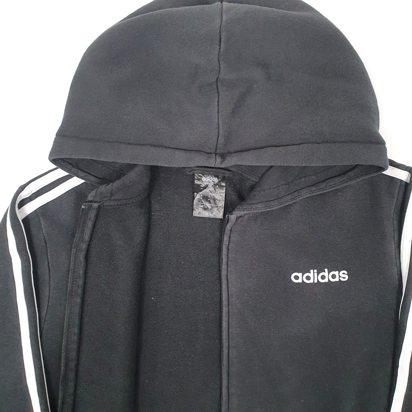 Mens Black Adidas Hoodie Full Zip Jumper