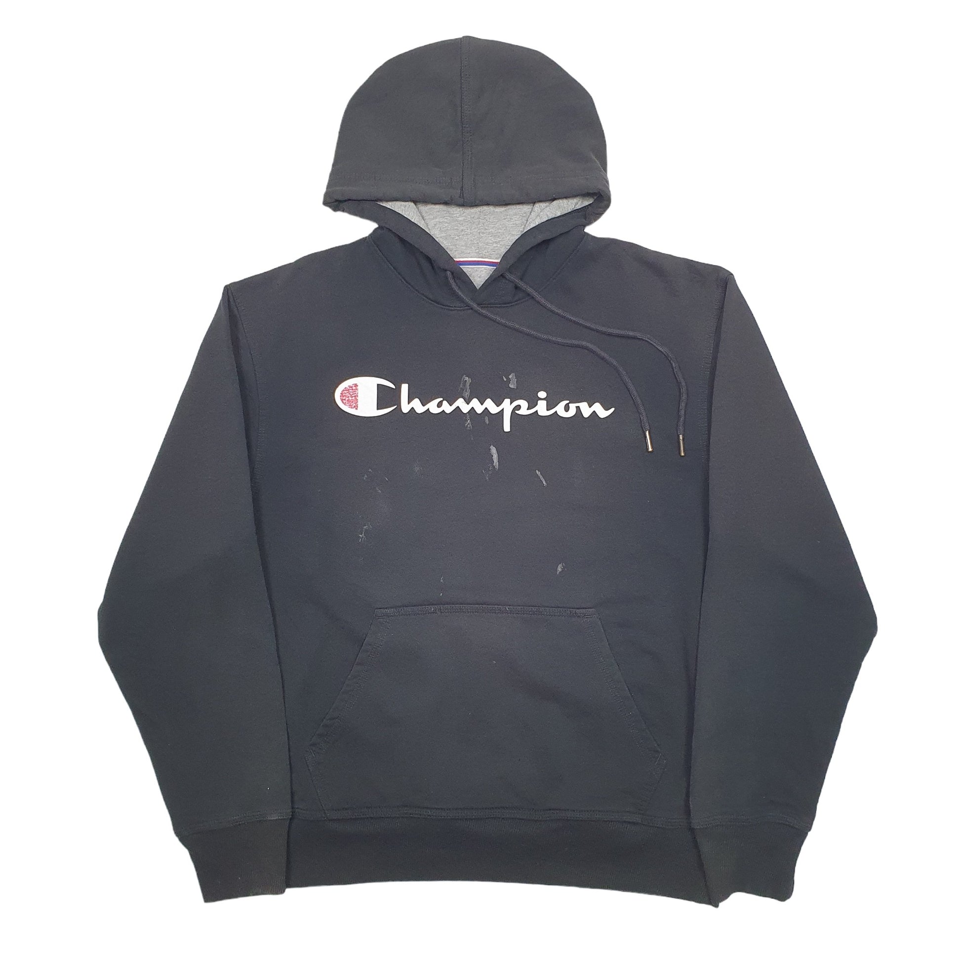 Mens Black Champion Spellout Hoodie Jumper