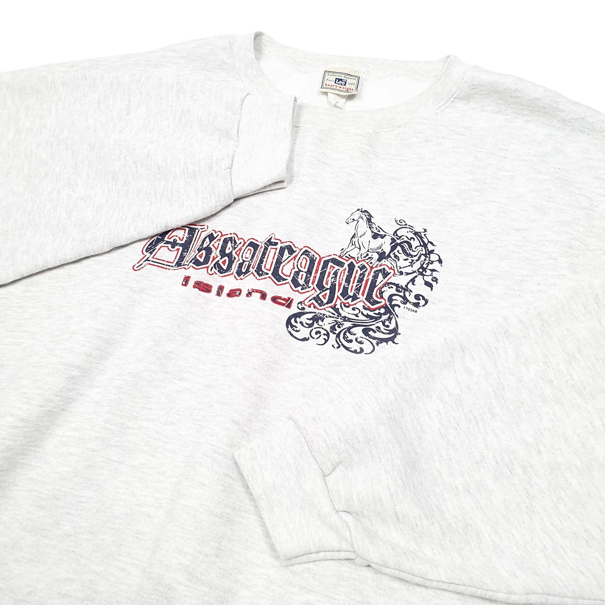 Mens Grey Lee Assateague Island Heavyweight Vintage Crewneck Jumper