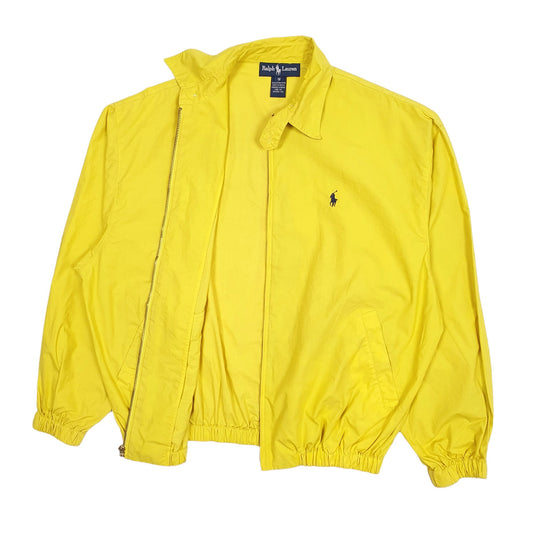 Mens Yellow Polo Ralph Lauren Vintage 1990s Lightweight Crewneck Coat