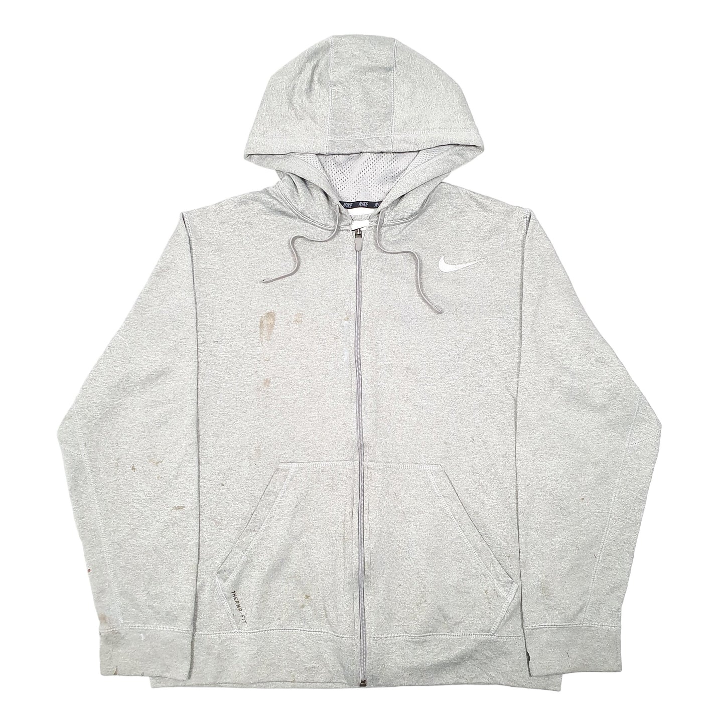 Mens Grey Nike Hoodie Active Therma Fit Gym Workout Full Zip Jumper