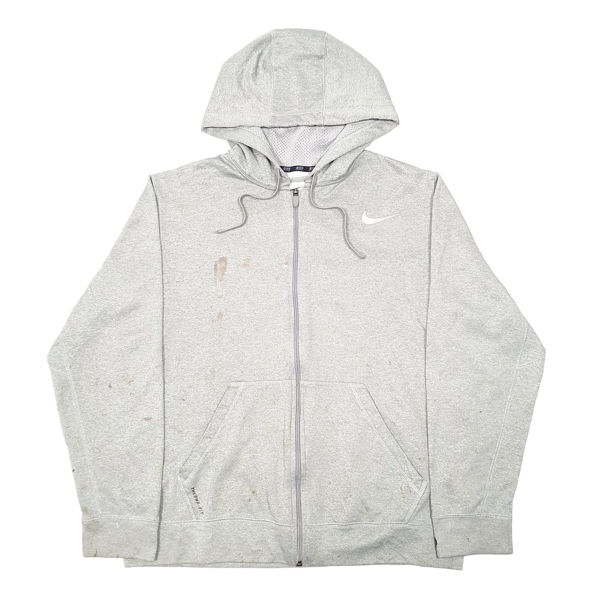 Mens Grey Nike Hoodie Active Therma Fit Gym Workout Full Zip Jumper