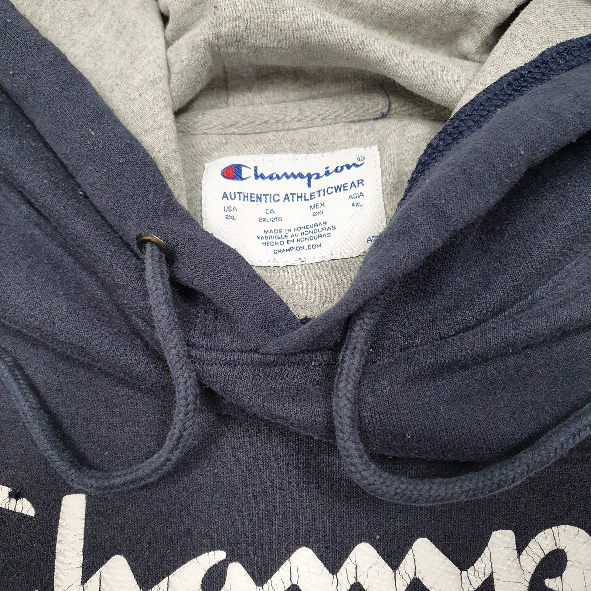 Mens Navy Champion Script Hoodie Jumper