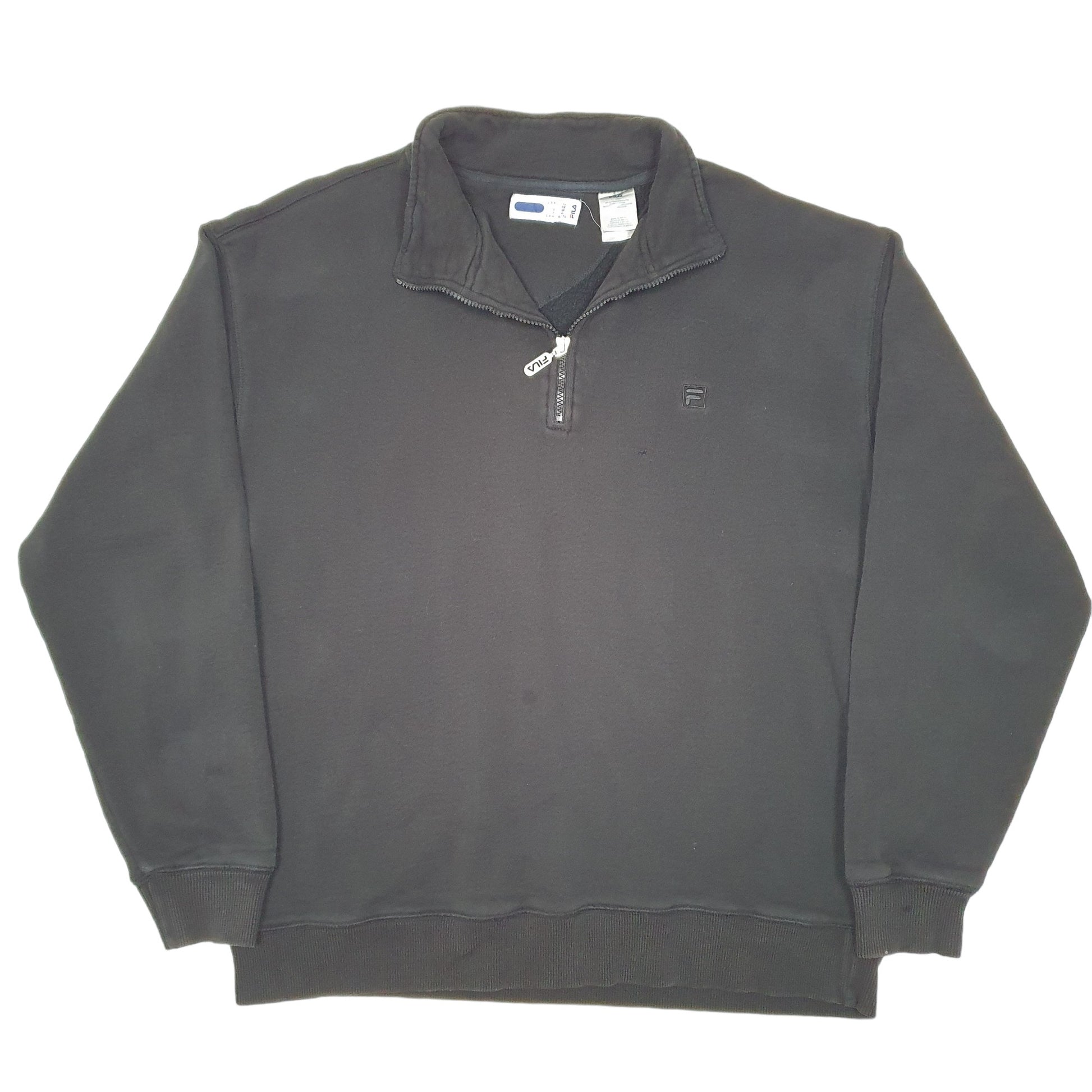 Mens Black Fila  Quarter Zip Jumper