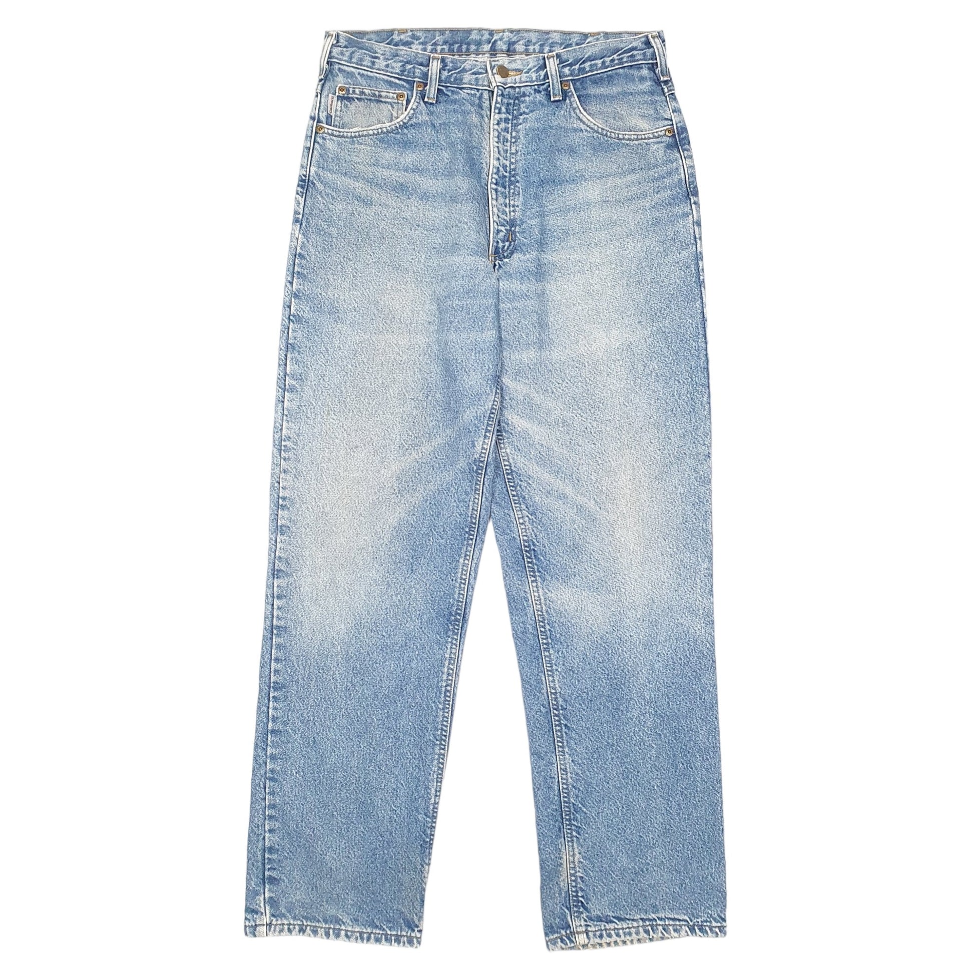 Mens Blue Carhartt Relaxed Cotton Lined Insulated B172 JeansW34 L32