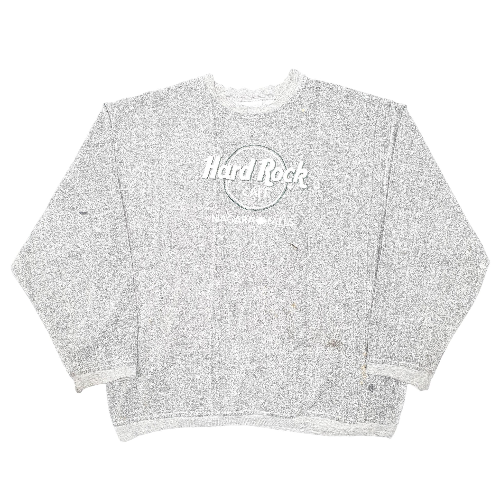 Mens Grey Hard Rock Cafe Vintage Canada Niagra Falls Crewneck Jumper