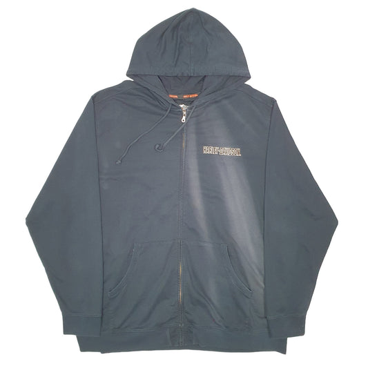 Mens Black Harley Davidson Hoodie Motorcycles Biker Full Zip Jumper