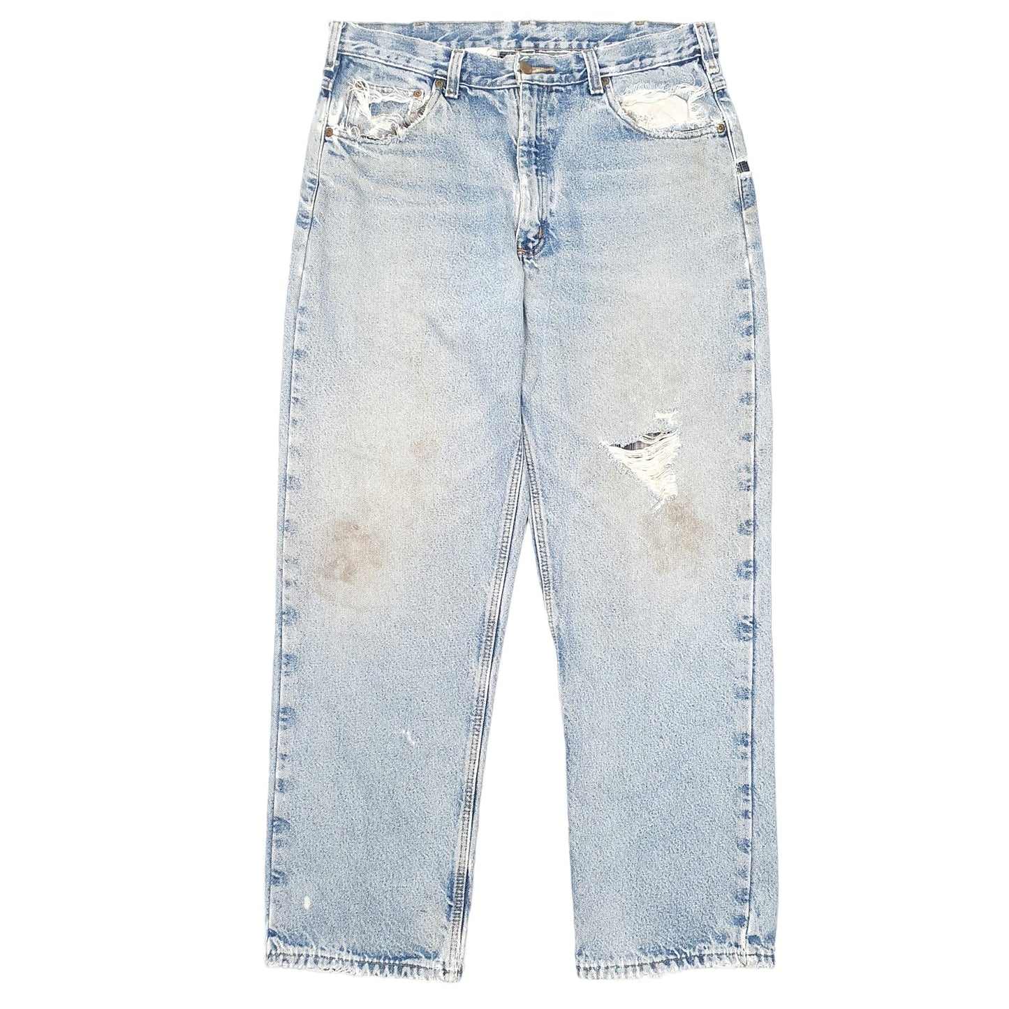 Mens Blue Carhartt Cotton Lined Insulated B172 JeansW36 L32