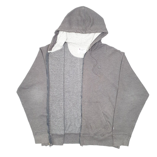 Mens Grey Champion Hoodie Full Zip Jumper