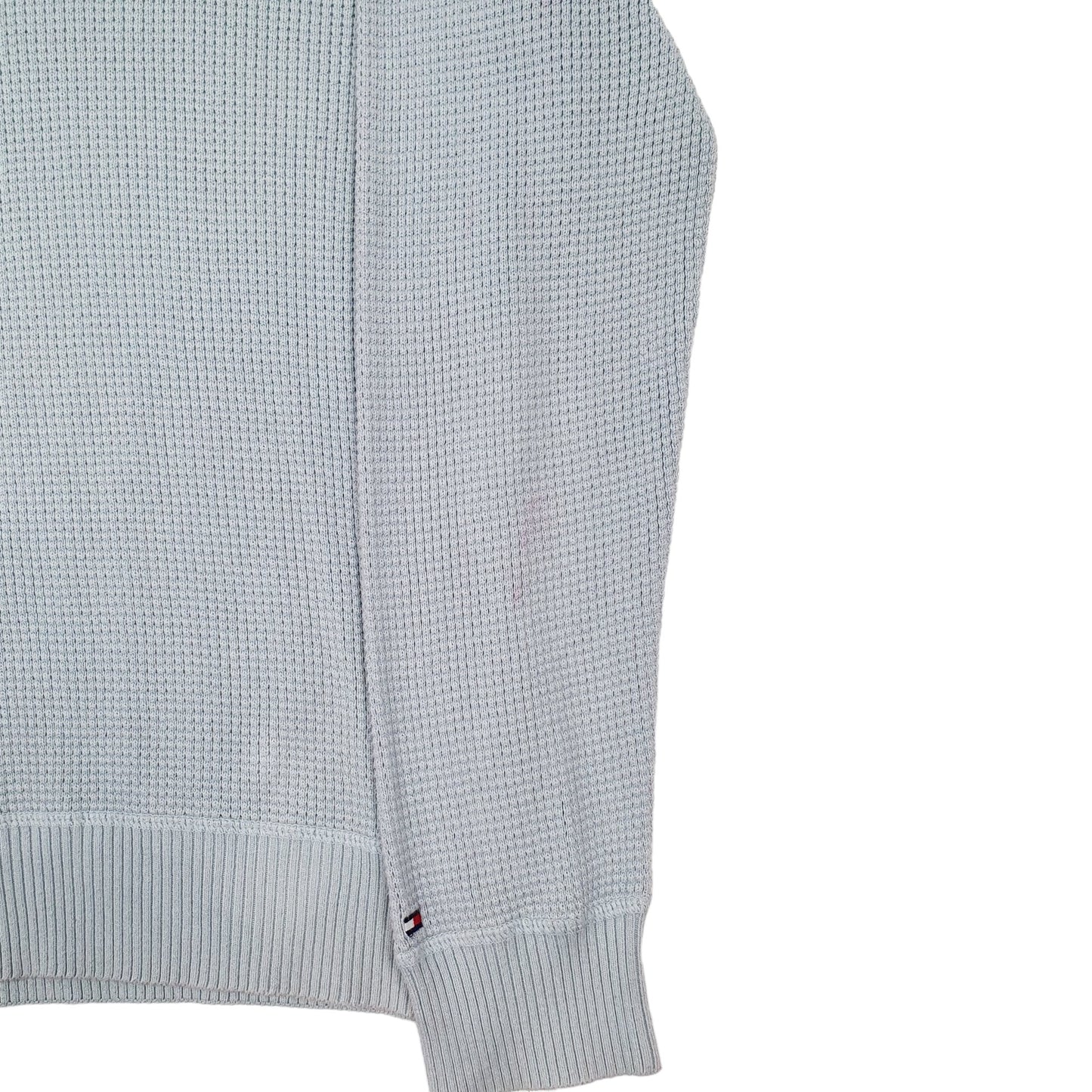 Mens Blue Tommy Hilfiger Chunky Knit Waffle Crewneck Jumper