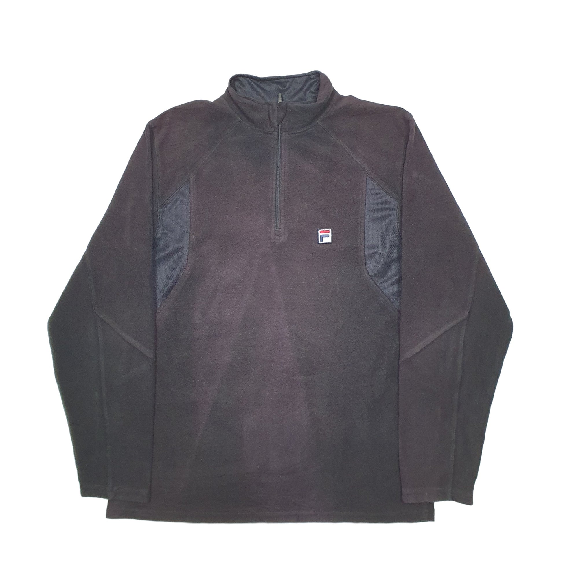 Mens Black Fila  Quarter Zip Jumper