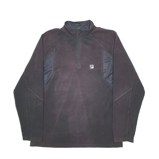 Mens Black Fila  Quarter Zip Jumper