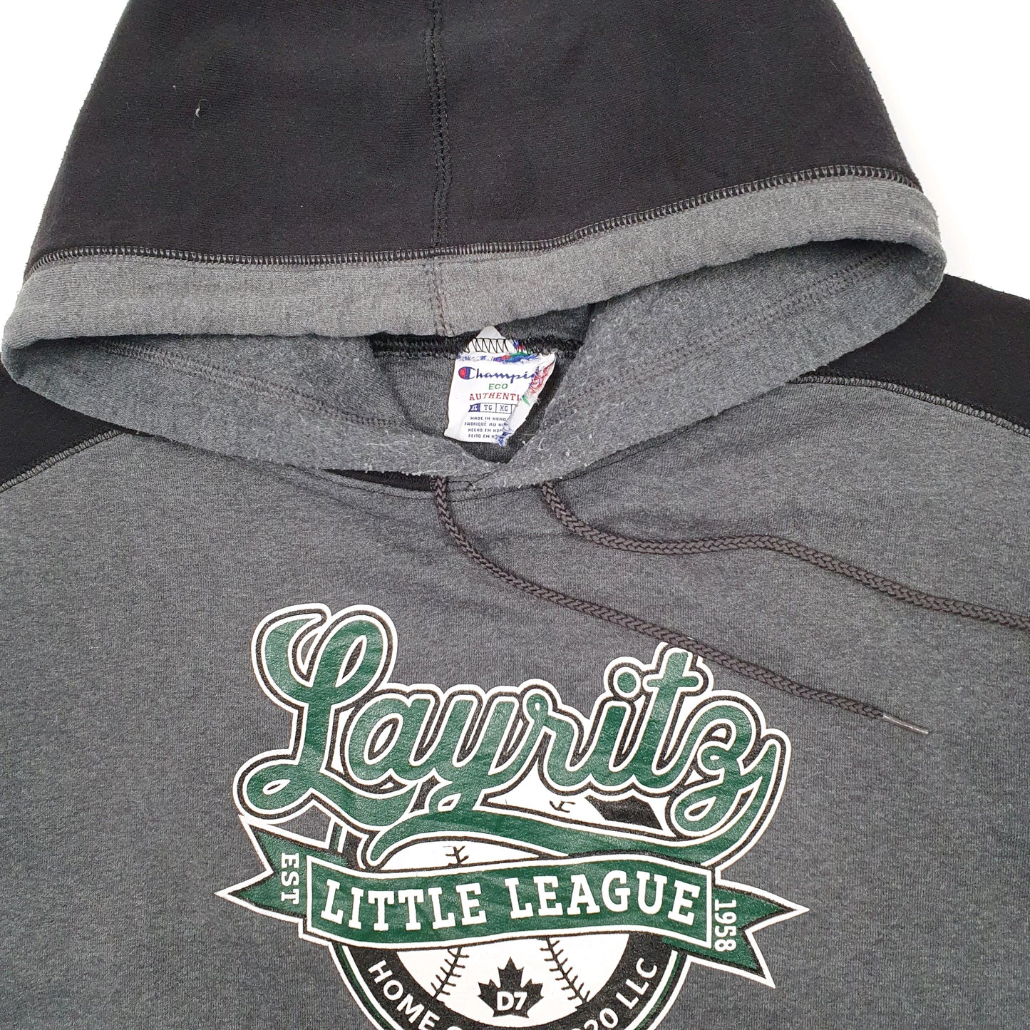 Mens Grey Champion Little League Baseball Canada Hoodie Jumper
