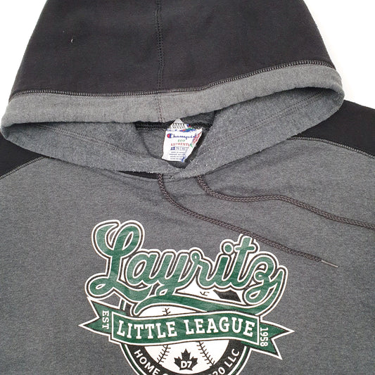 Mens Grey Champion Little League Baseball Canada Hoodie Jumper