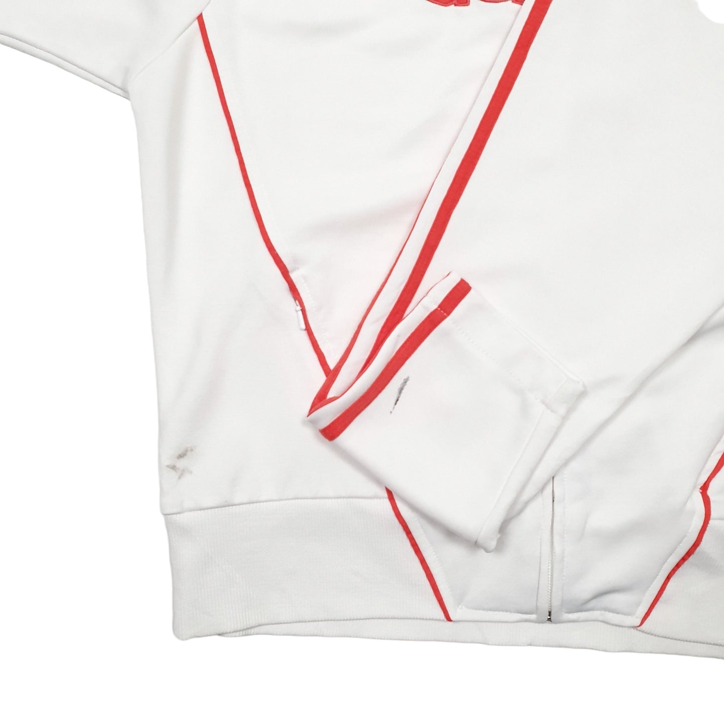 Womens White Adidas Spellout Full Zip Jumper