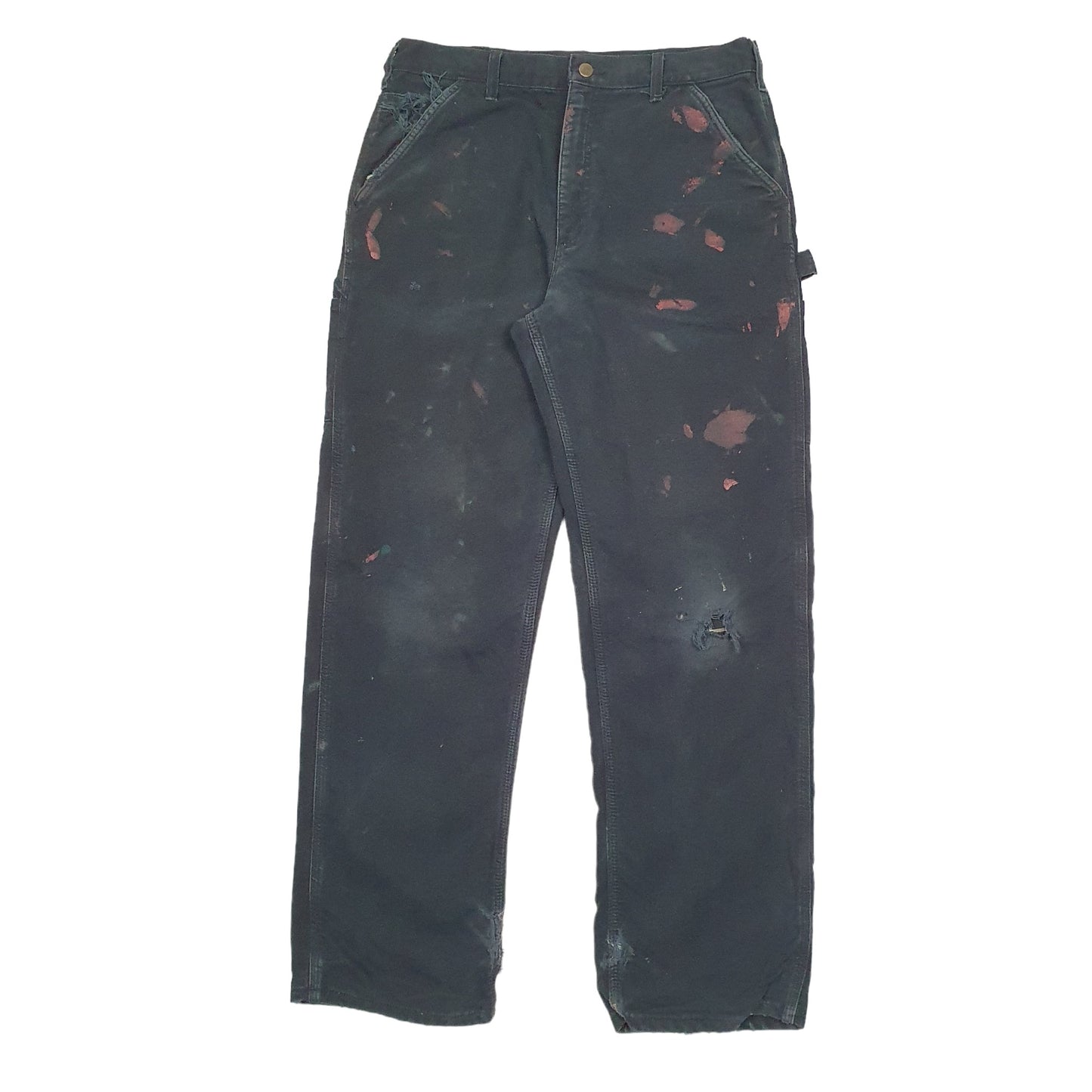 Mens Black Carhartt B111 Lined Thermal Winter Carpenter Trousers