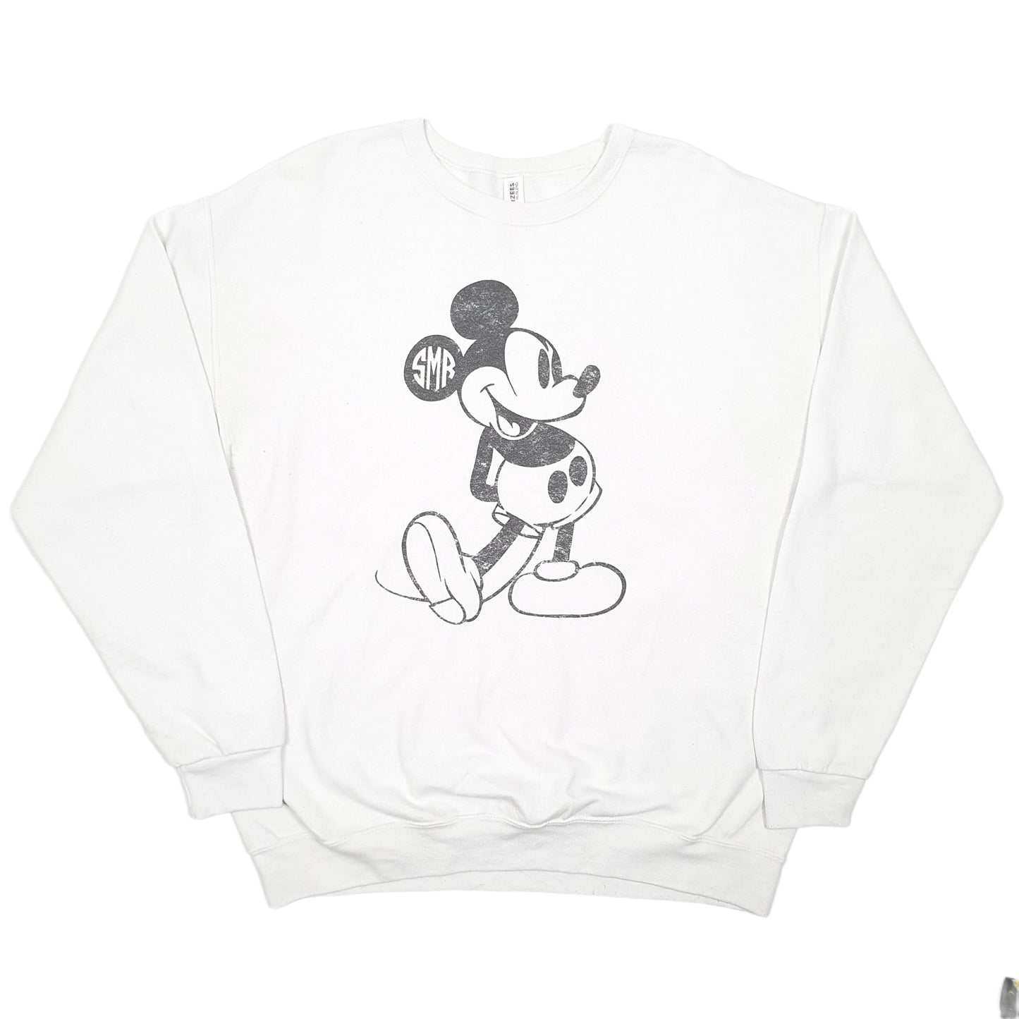Mens White Jerzees Mickey Mouse Crewneck Jumper