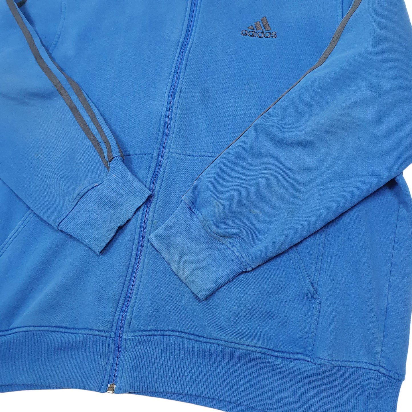Mens Blue Adidas Hoodie Full Zip Jumper