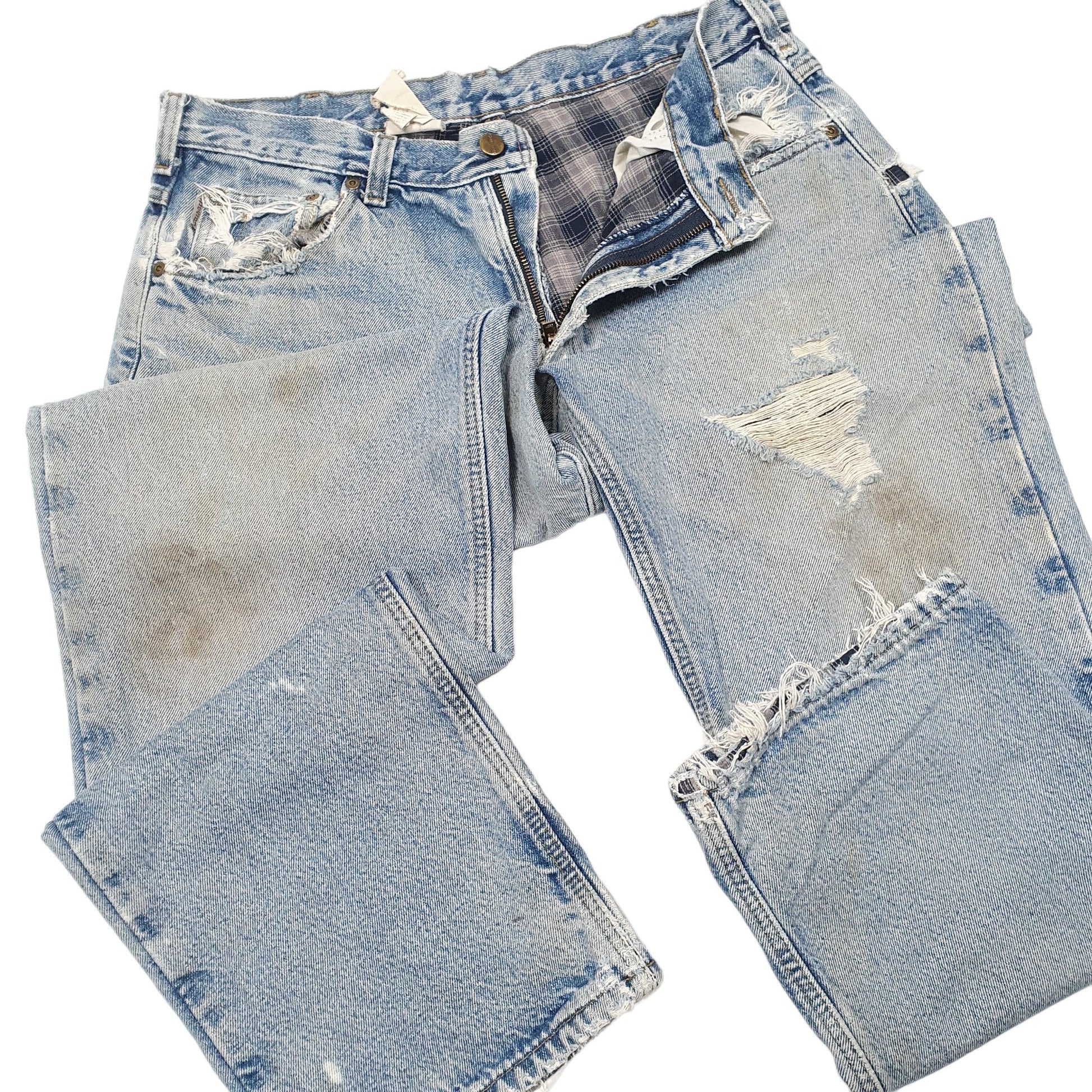 Mens Blue Carhartt Cotton Lined Insulated B172 JeansW36 L32