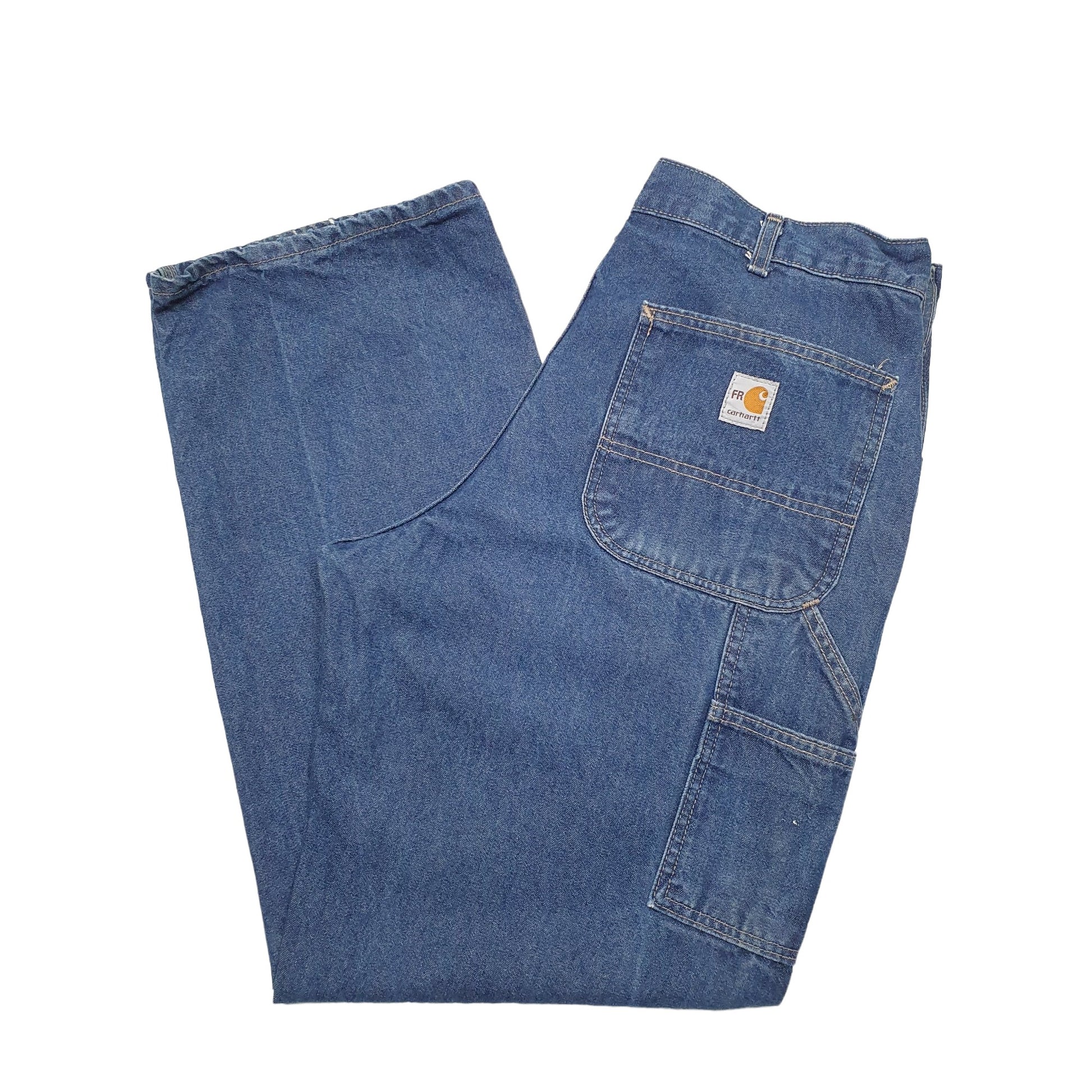 Mens Blue Carhartt Fire Resistant Carpenter Trousers