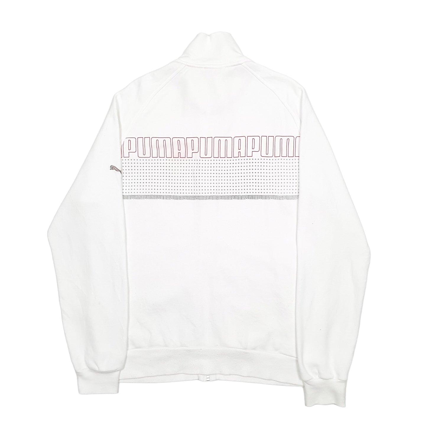 Mens White Puma  Full Zip Jumper