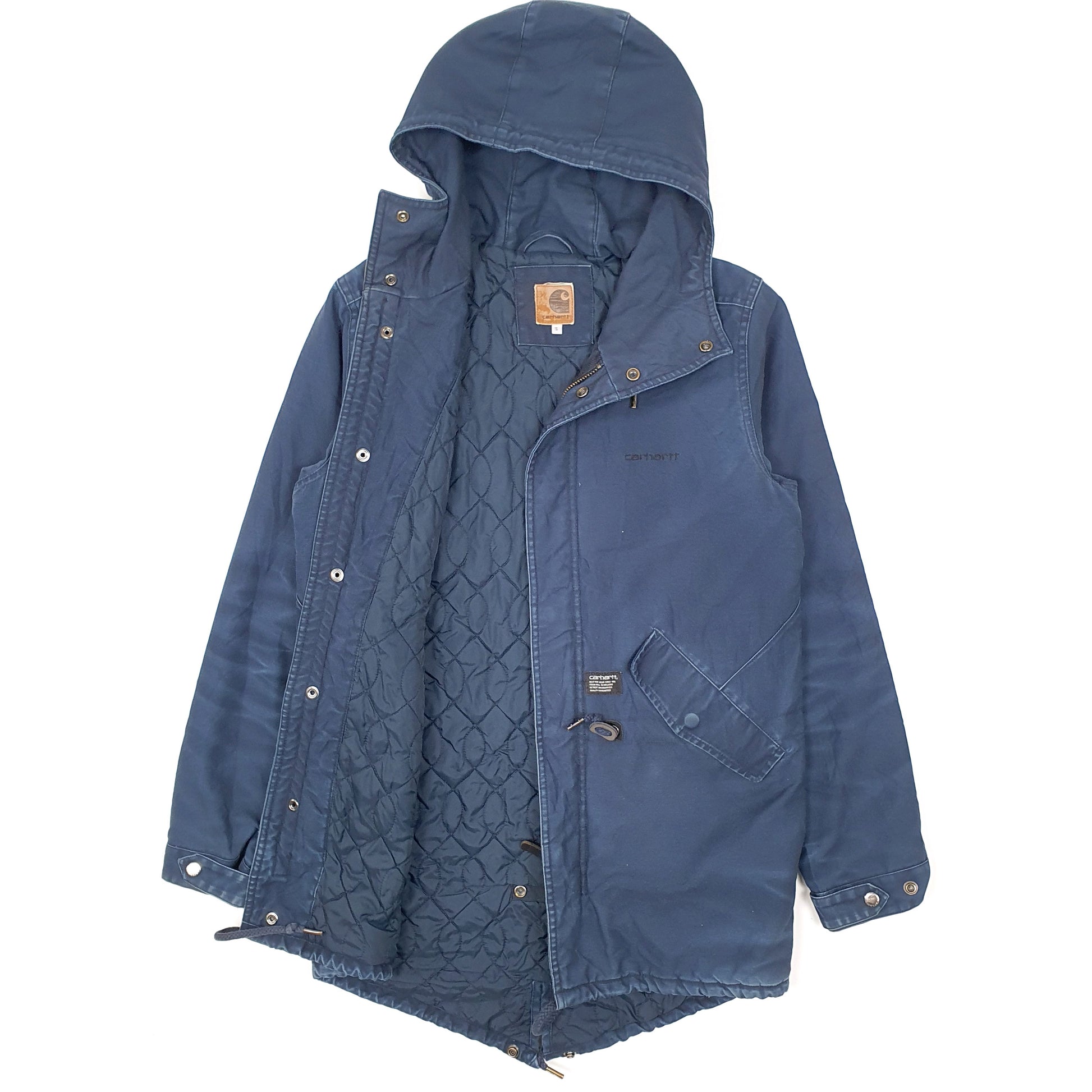 Mens Navy Carhartt Clash Fishtail Trench Full Zip Coat