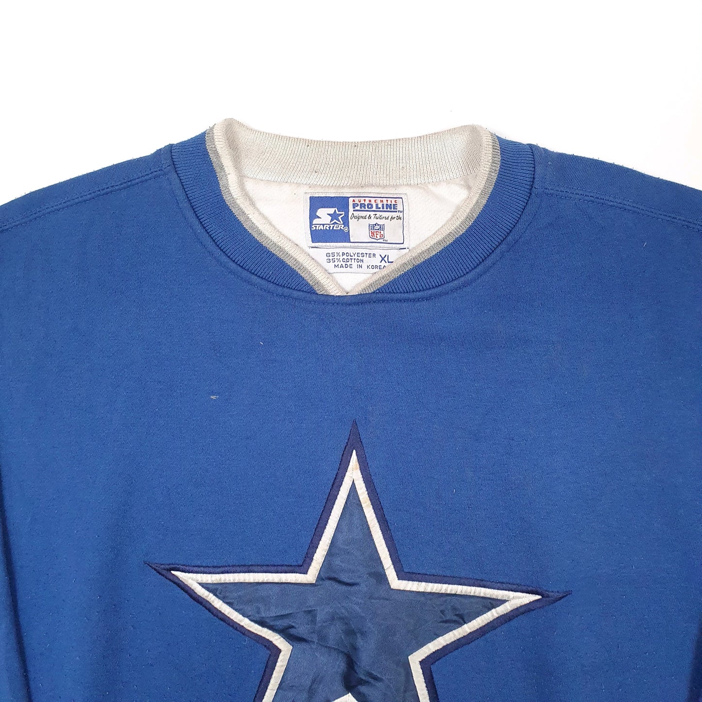 Mens Blue Starter NFL Vintage 1990s Dallas Cowboys Football Crewneck Jumper