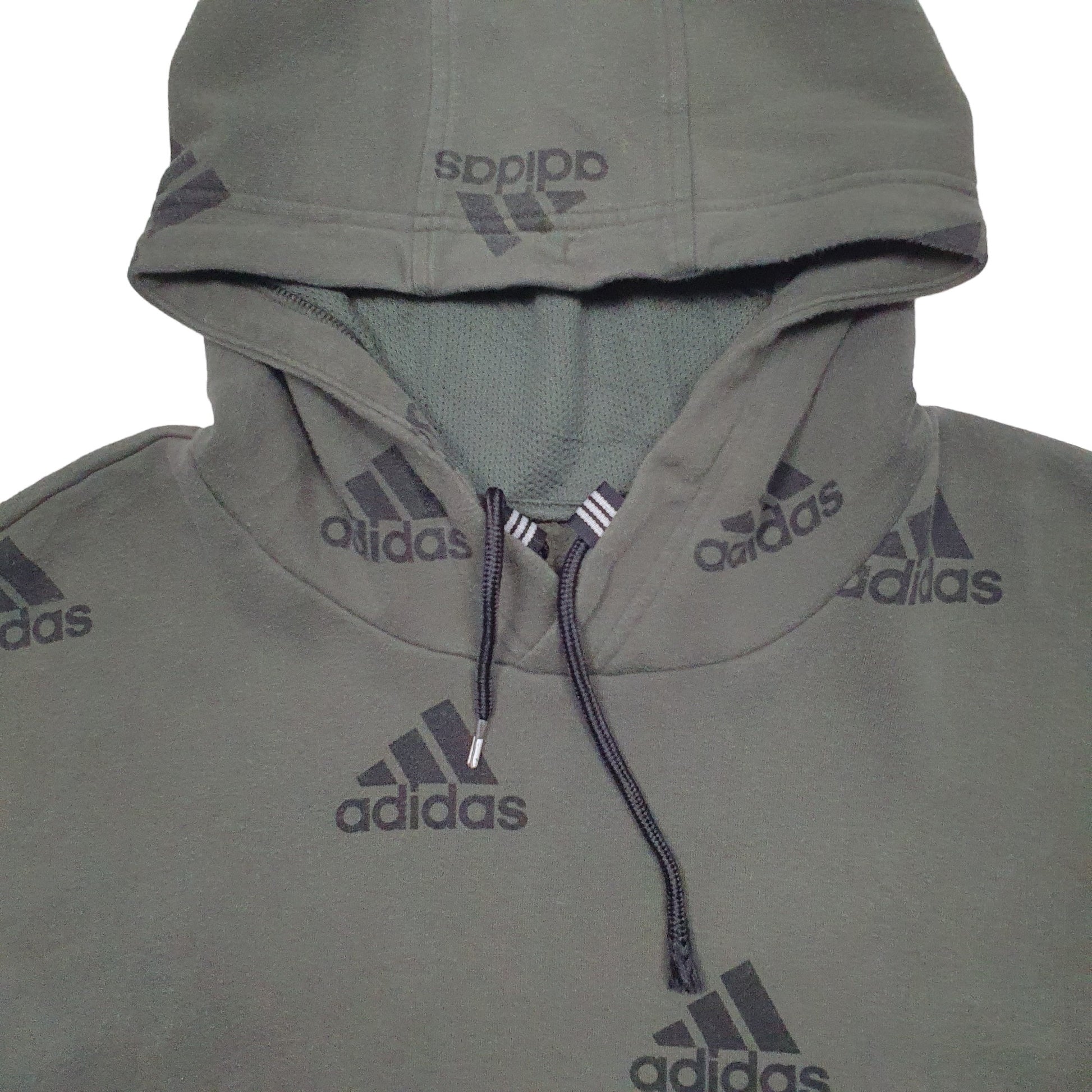 Mens Khaki Adidas Spellout Hoodie Jumper