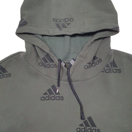 Mens Khaki Adidas Spellout Hoodie Jumper