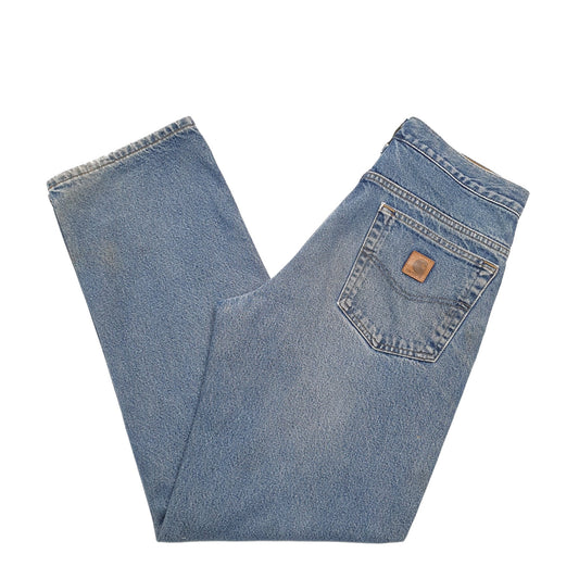 Mens Blue Carhartt B172 Lined Thermal Winter Casual JeansW31 L32