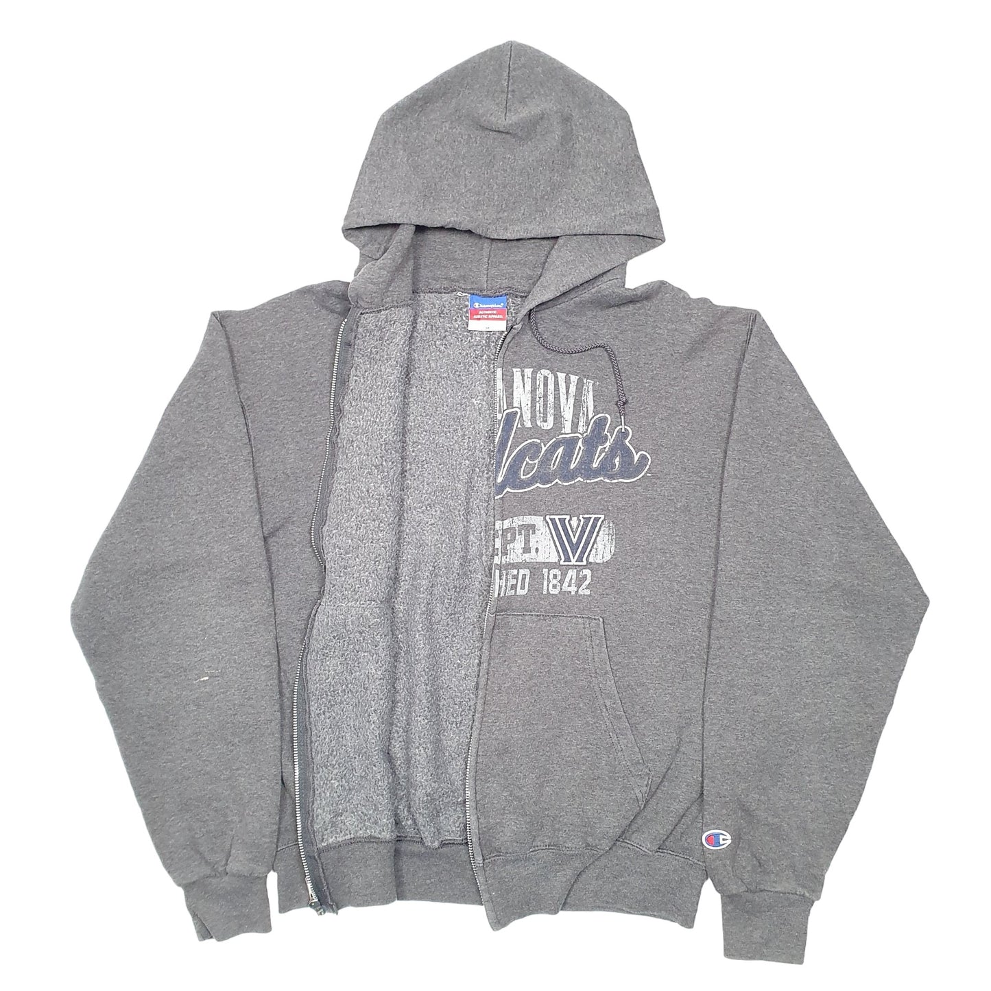 Mens Grey Champion Hoodie Villanova Wildcats Basketball Full Zip Jumper