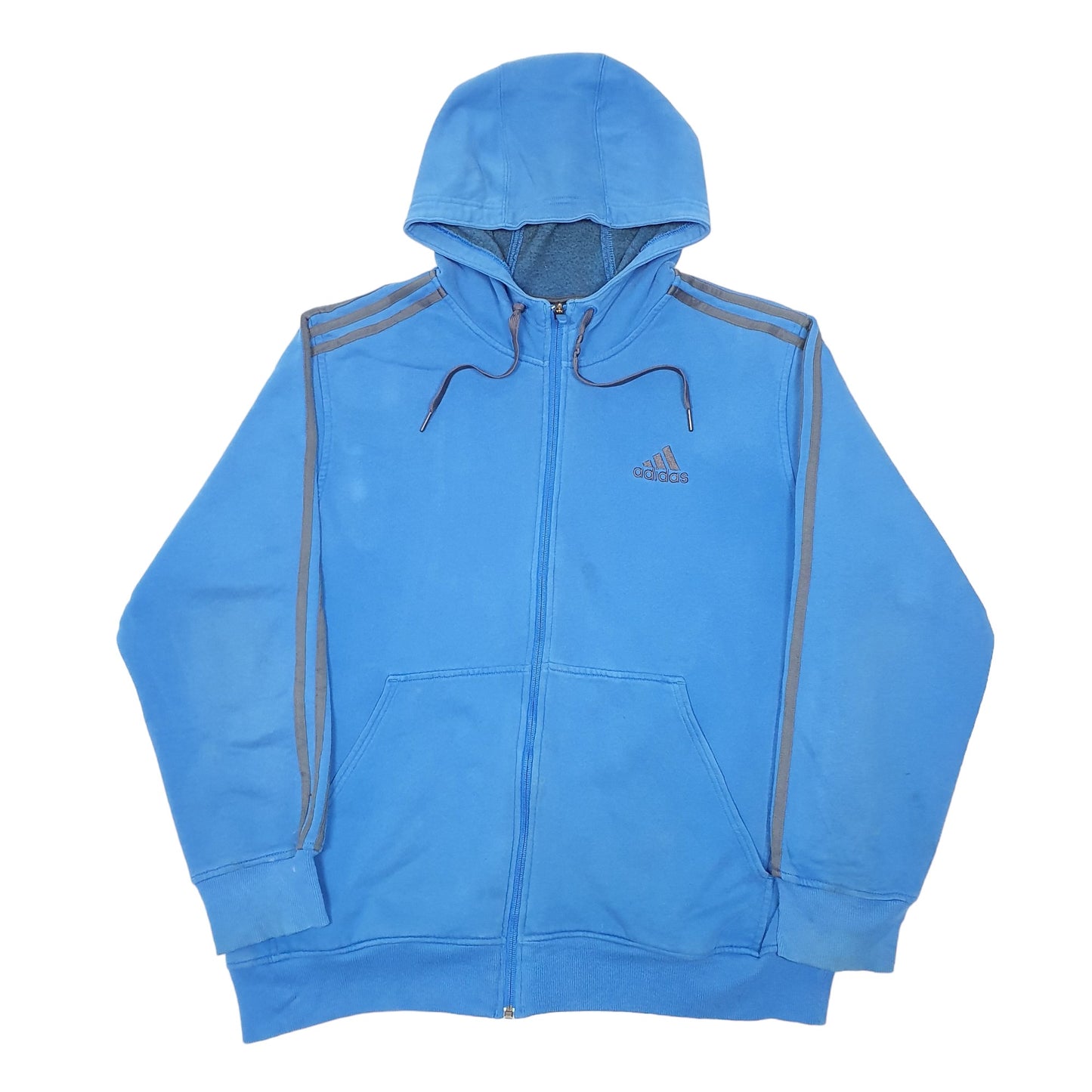 Mens Blue Adidas Hoodie Full Zip Jumper