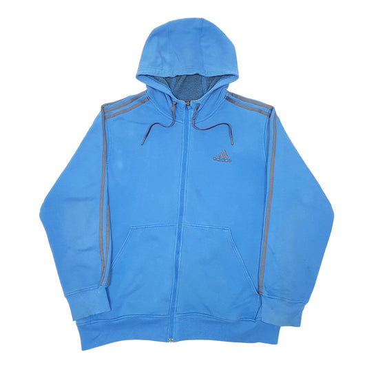 Mens Blue Adidas Hoodie Full Zip Jumper