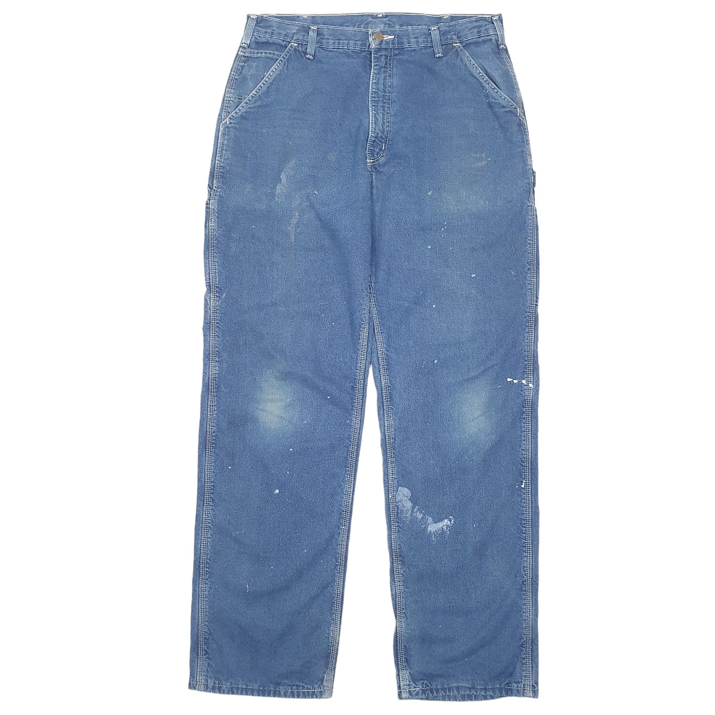 Mens Blue Carhartt Carpenter Cotton Lined Insulated B14 JeansW36 L34