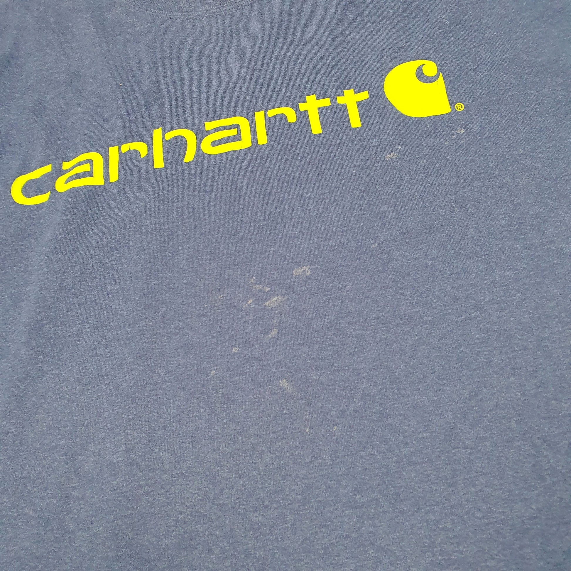 Mens Blue Carhartt Spellout Loose Fit Short Sleeve T Shirt