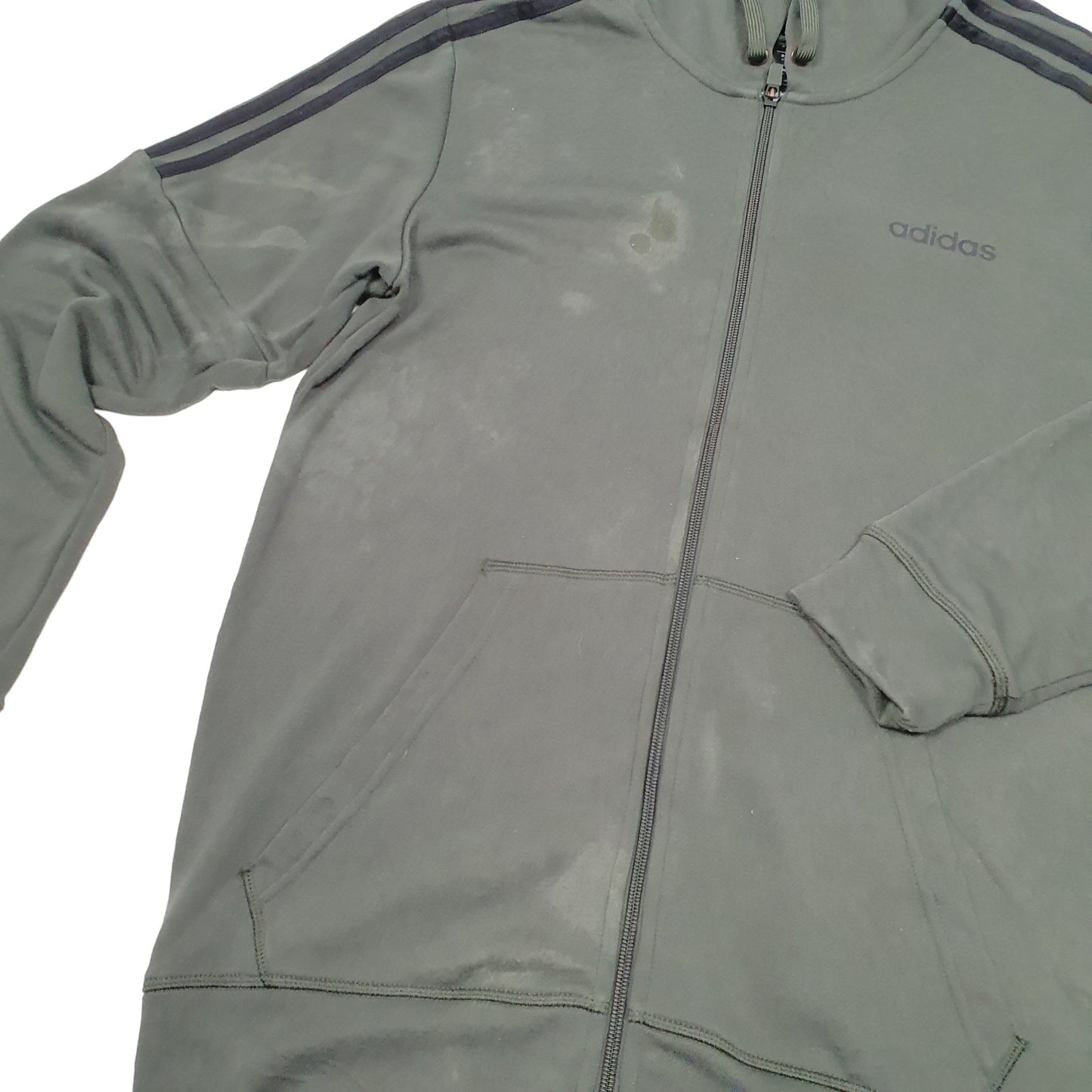 Mens Khaki Adidas Active Running Workout Full Zip Jumper