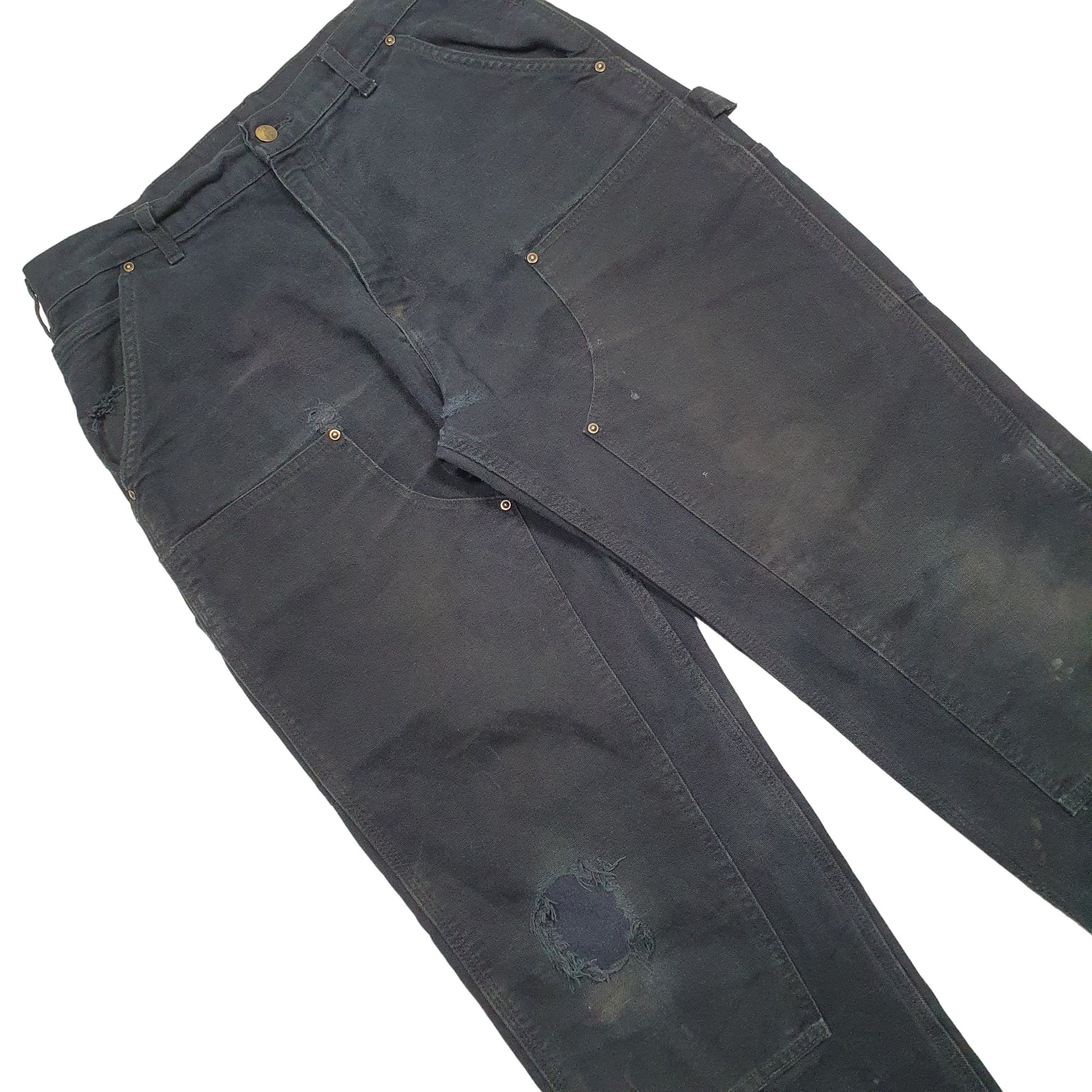 Mens Black Carhartt B136 Double Knee Carpenter Trousers