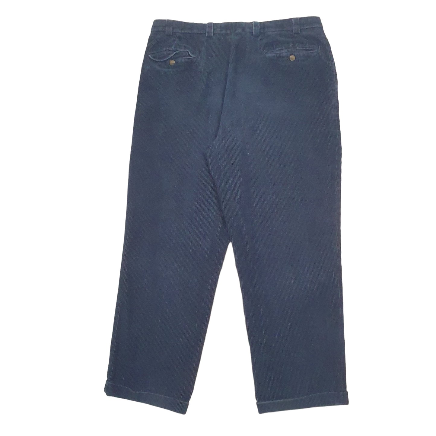 Mens Navy LL.Bean Pleated Corduroy Trousers