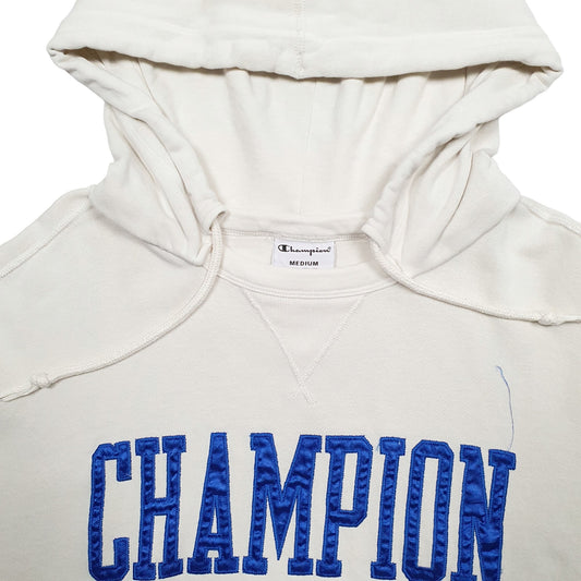 Mens Cream Champion Spellout Hoodie Jumper