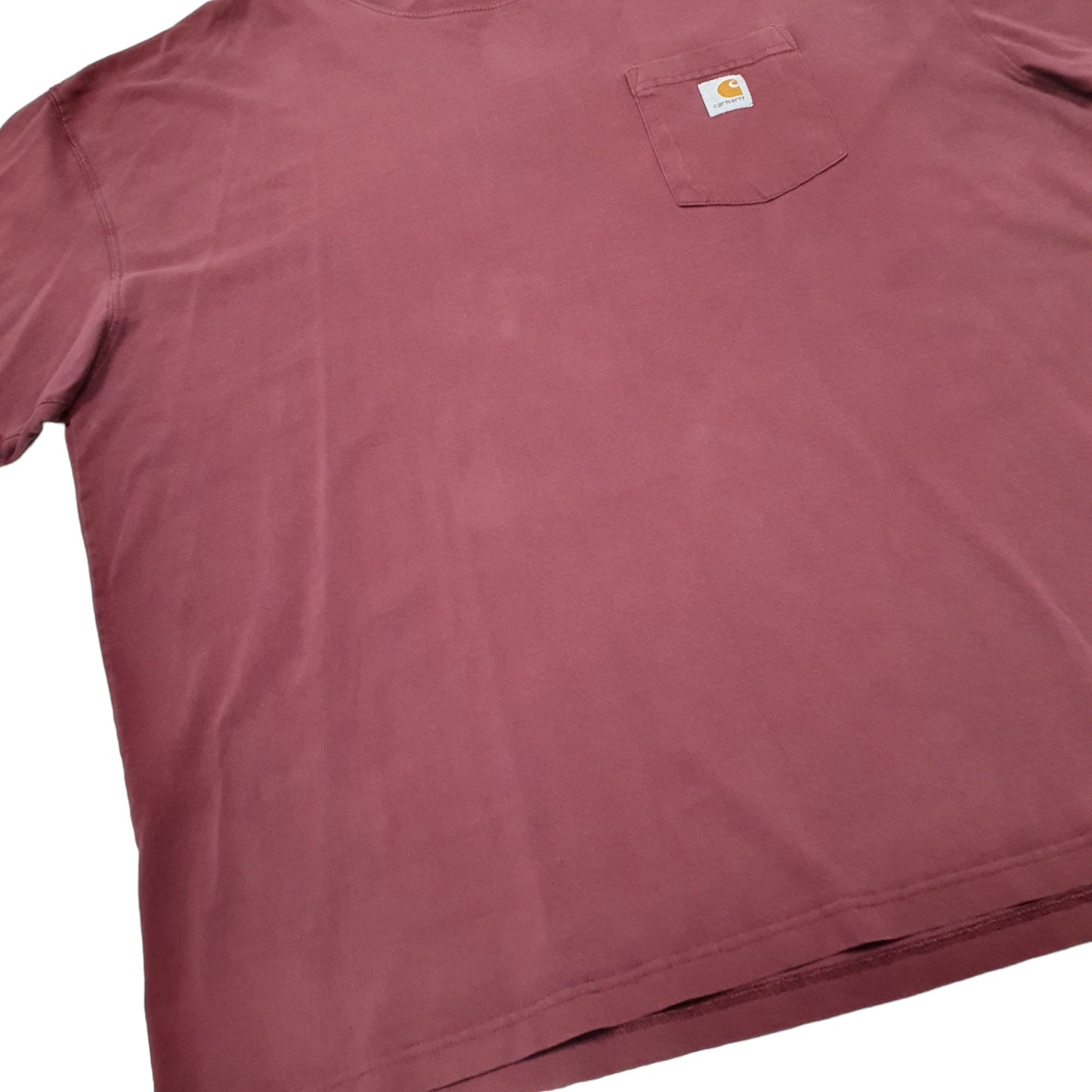 Mens Burgundy Carhartt Pocket Workwear Short Sleeve T Shirt