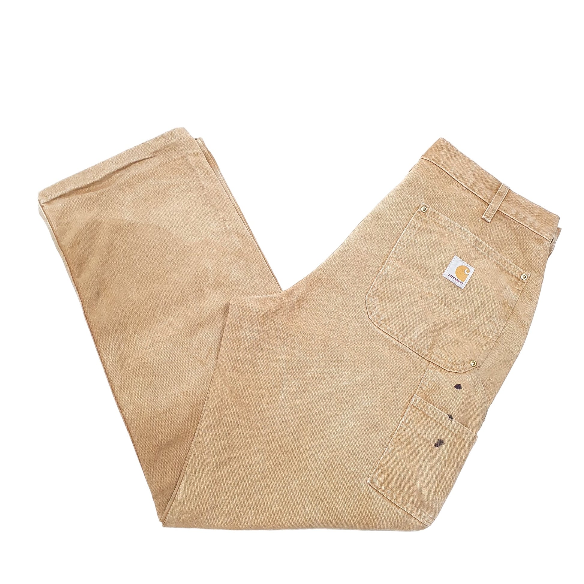 Mens Tan Carhartt B01 Double Knee Made in USA Carpenter Trousers