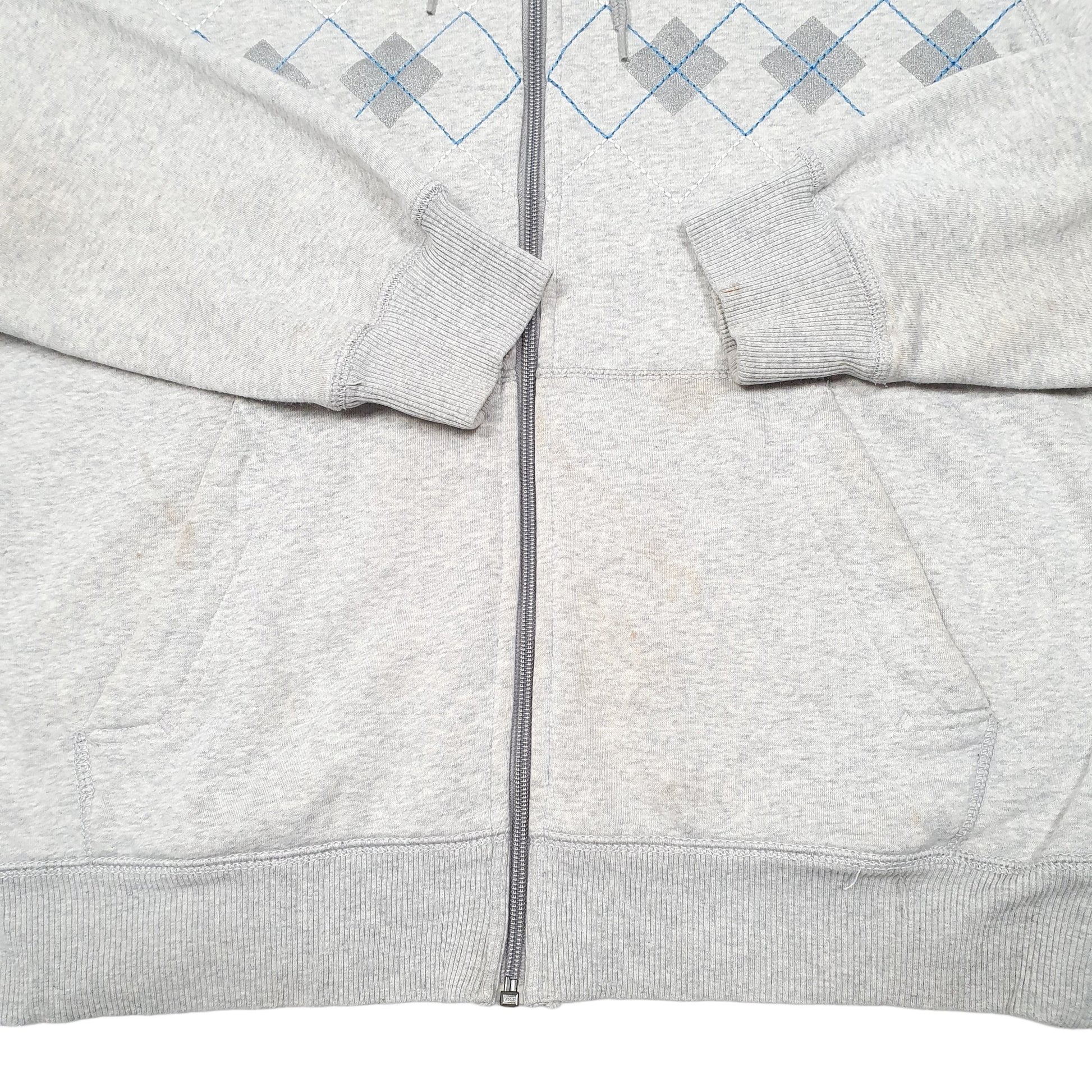 Mens Grey Nike Vintage Sportswear Argyle Hoodie Full Zip Jumper