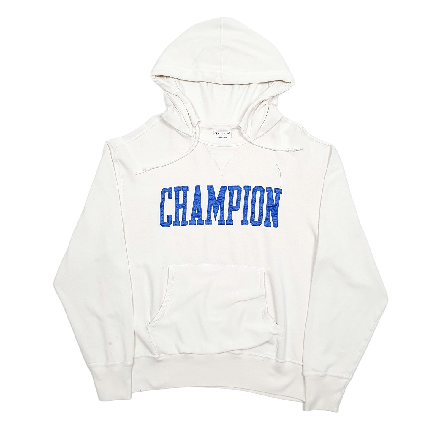 Mens Cream Champion Spellout Hoodie Jumper