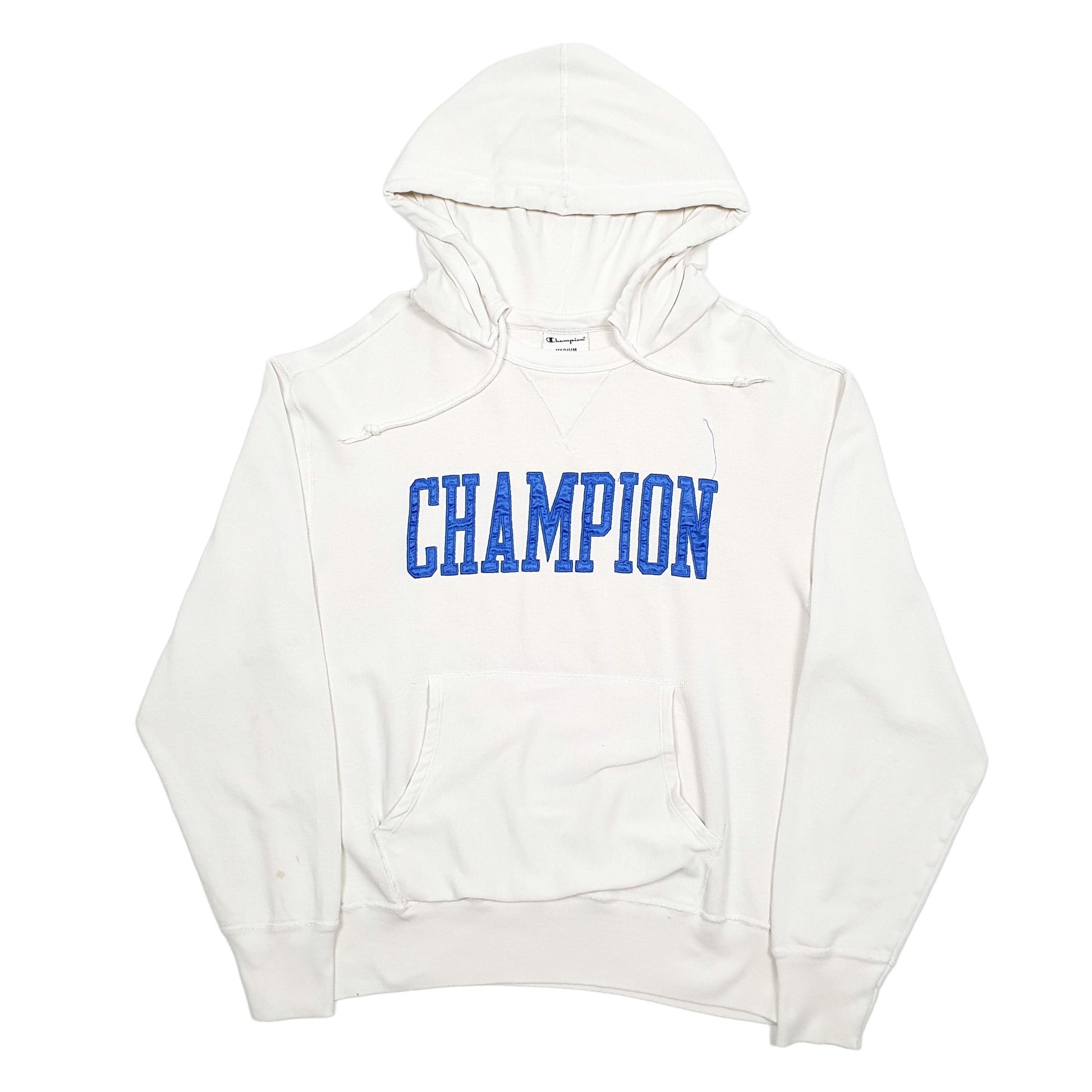 Mens Cream Champion Spellout Hoodie Jumper