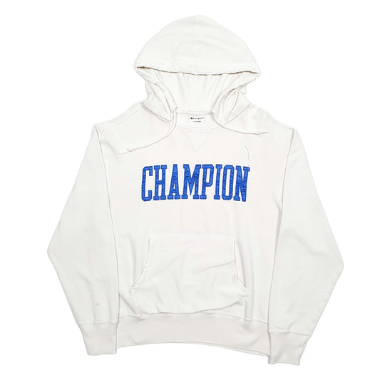 Mens Cream Champion Spellout Hoodie Jumper