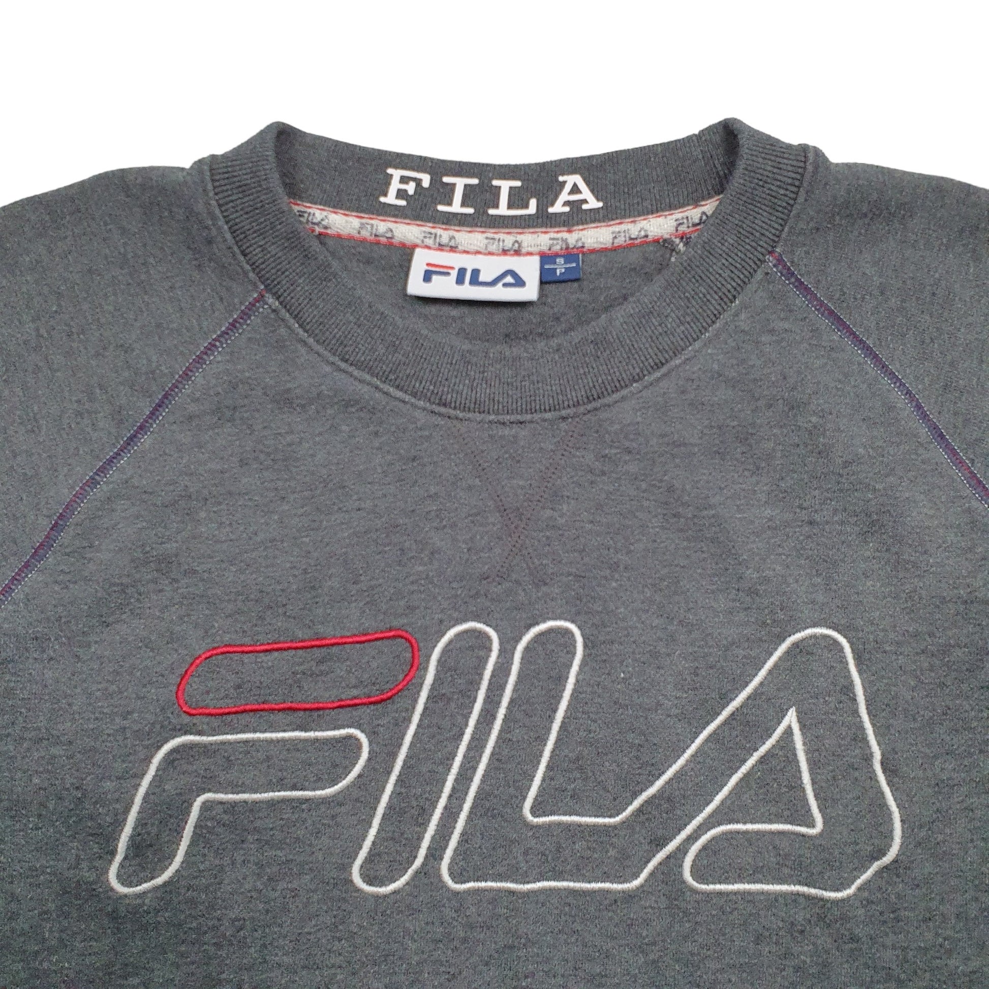 Mens Grey Fila Spellout Crewneck Jumper