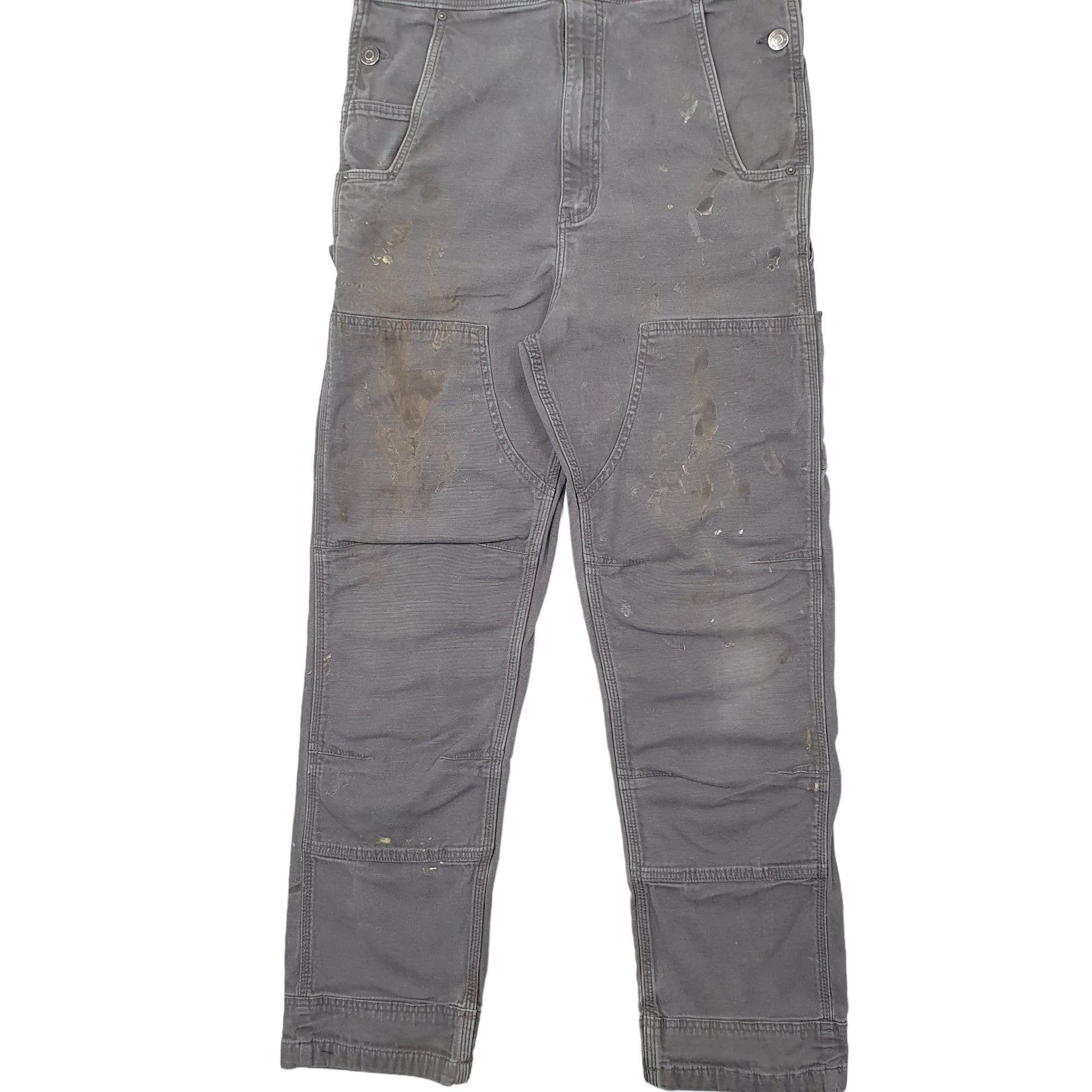 Mens Grey Carhartt Double Knee Carpenter Overalls Bib Dungaree Trousers