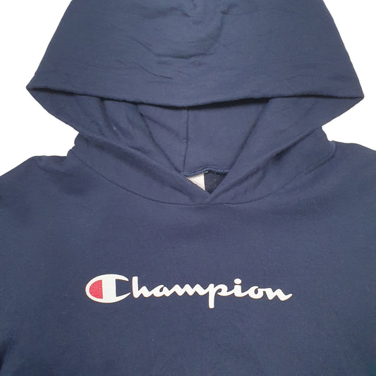 Womens Navy Champion Spellout Hoodie Jumper