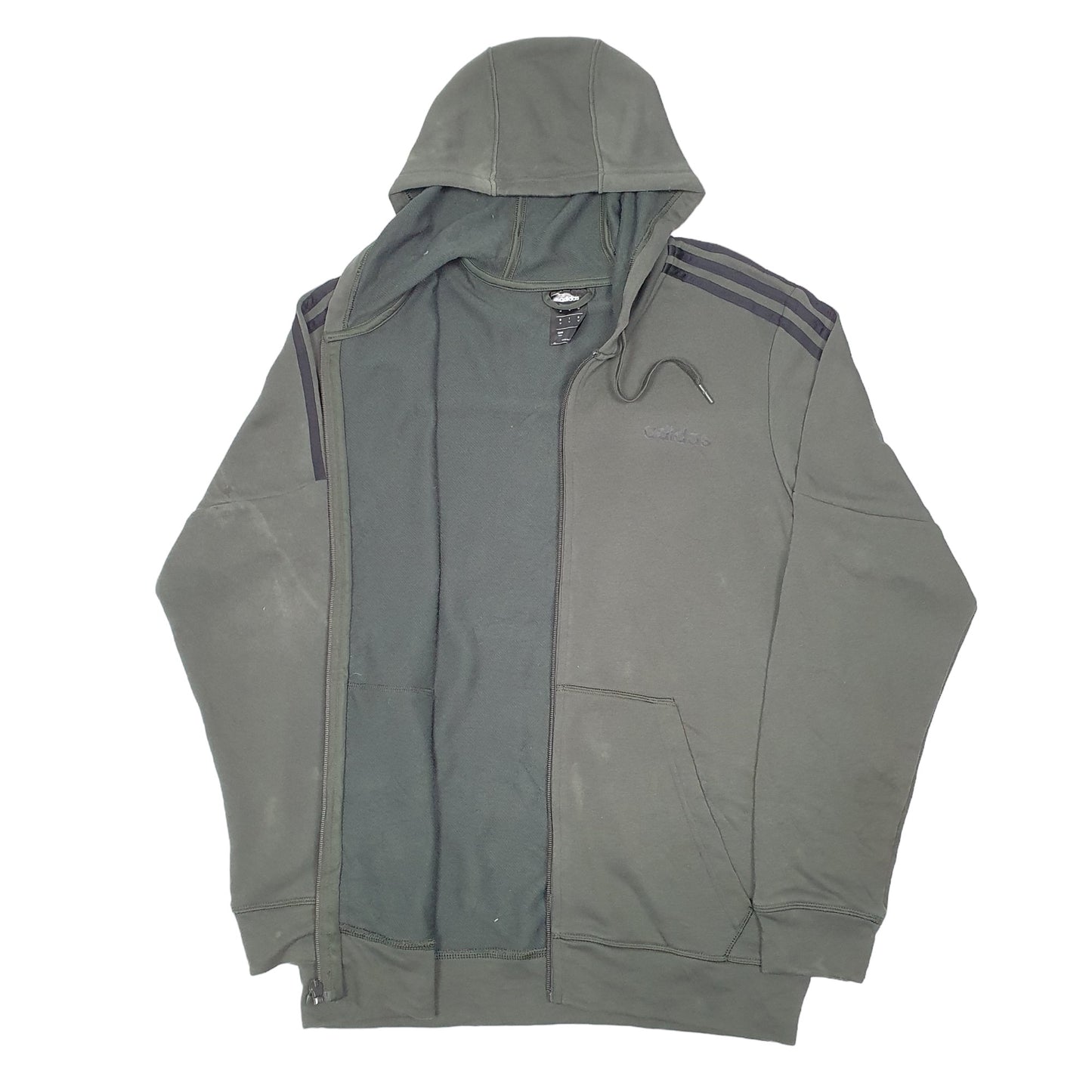 Mens Khaki Adidas Active Running Workout Full Zip Jumper